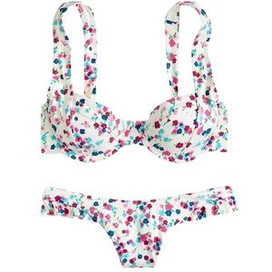 J Crew Underwire Ruffle Bikini in Little Blooms 36A Top Large Bottom NWT